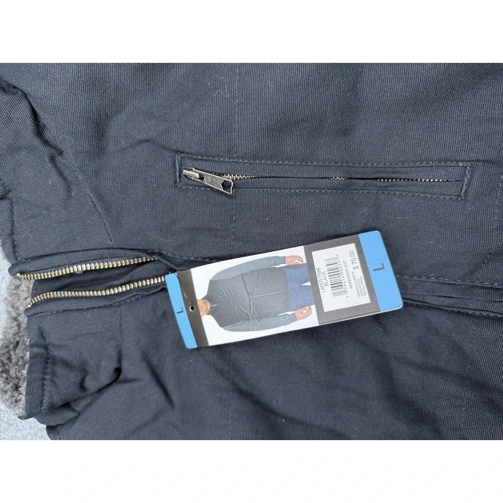 Lee Canvas Sherpa Lined Insulated Workwear Vest Mens XL Black Full-Zip NWT - Picture 3 of 6